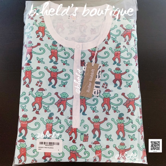 Roller Rabbit Monkey Mas Pajamas in Mint Green Size Small (S) Brand New NWT - Picture 16 of 17